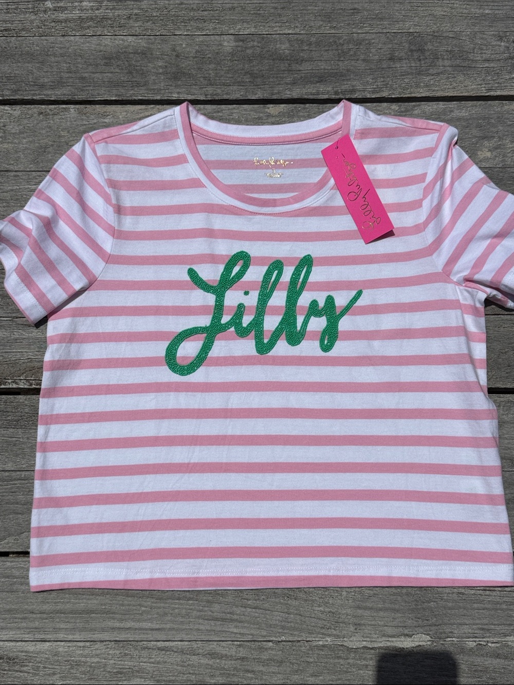 Lilly Pulitzer KEENAN KNIT TOP CONCH SHELL PINK STRIPED TOP size small NWT